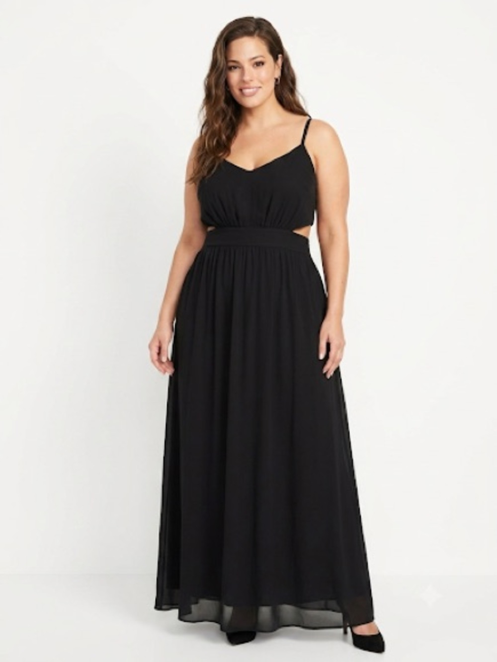 ASOS Black Maxi Dress w/ Side Cut Outs sz 14 Formal Resort Wear Minimalist